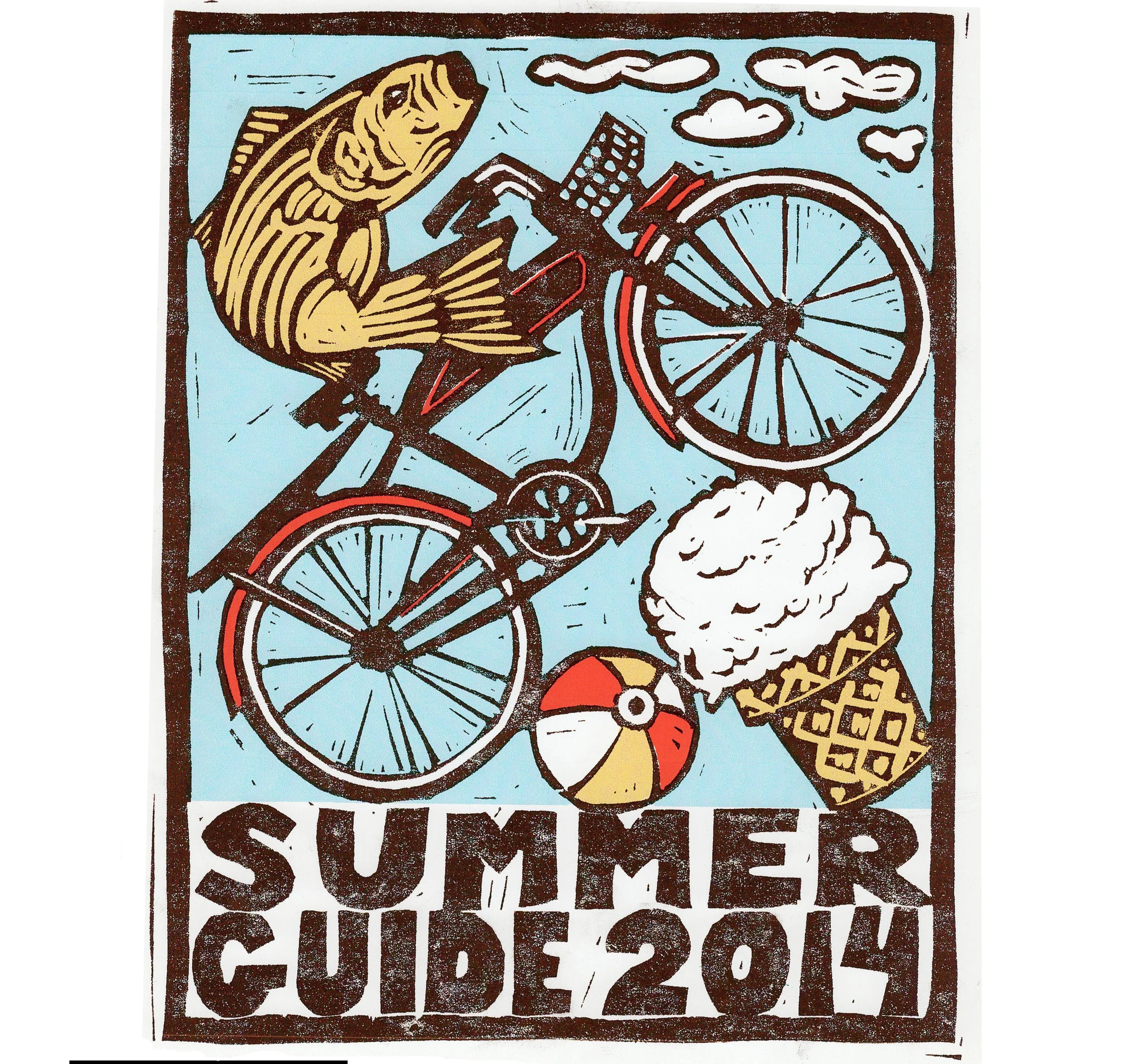 SUMMER GUIDE   |   linocut and digital