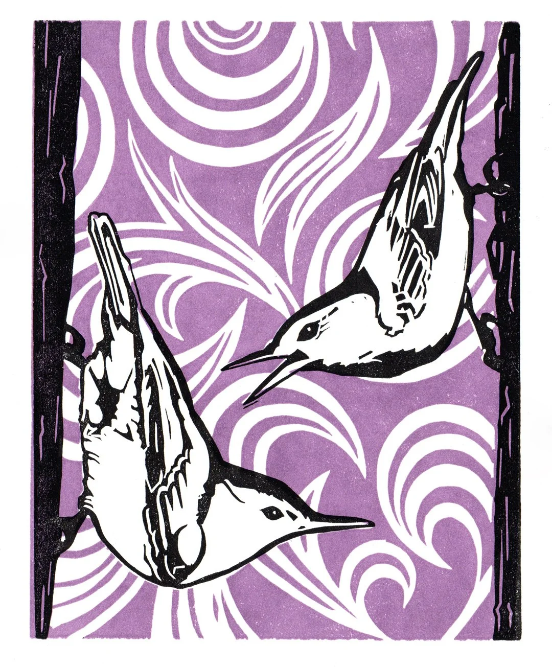 NUTHATCHES   |   linocut