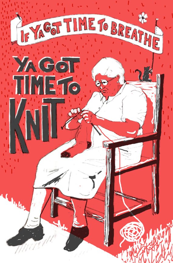 TIME TO KNIT POSTER   |   linocut on letterpress   |   19" x 12.5"  