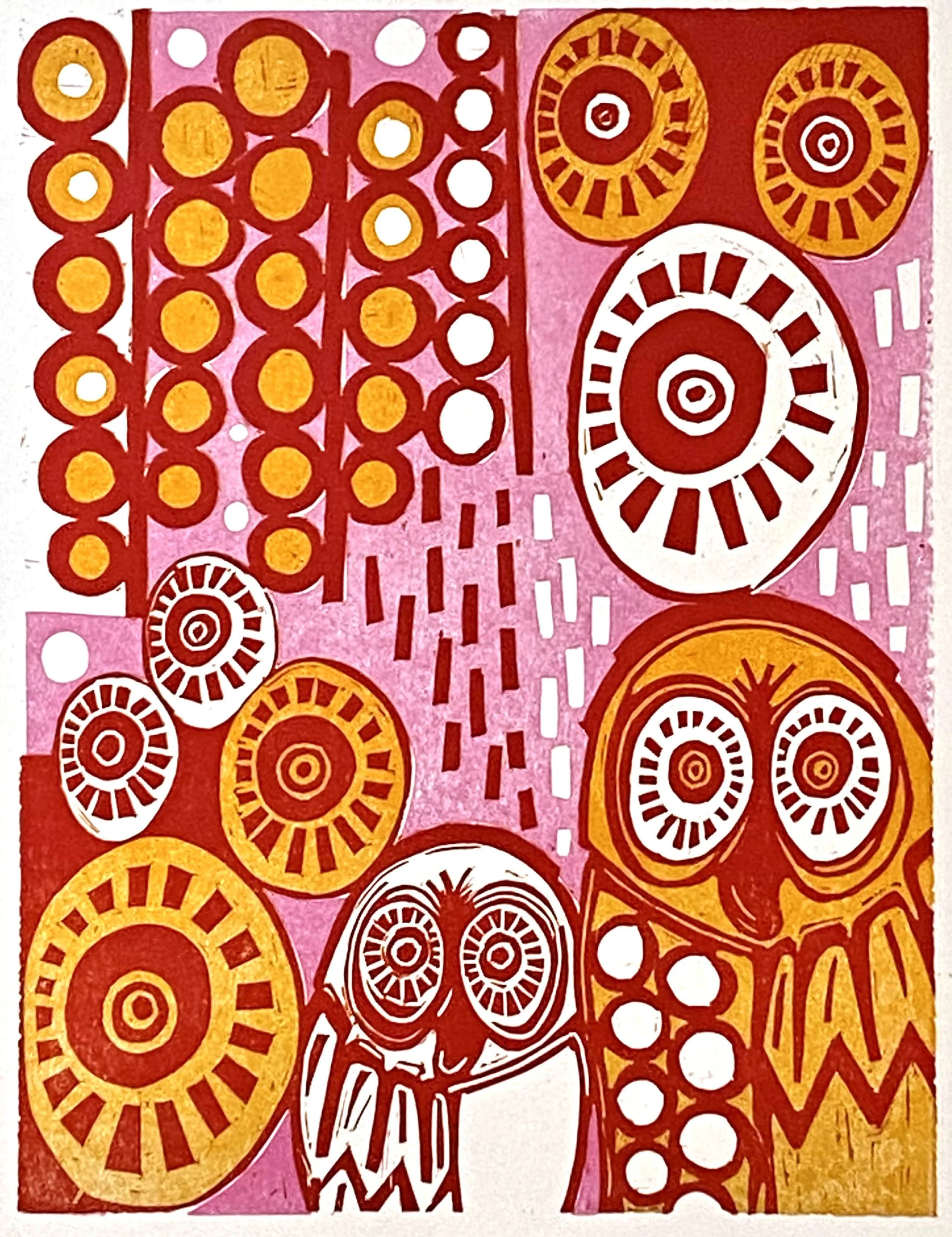 MID-CENTURY OWLS   |   linocut