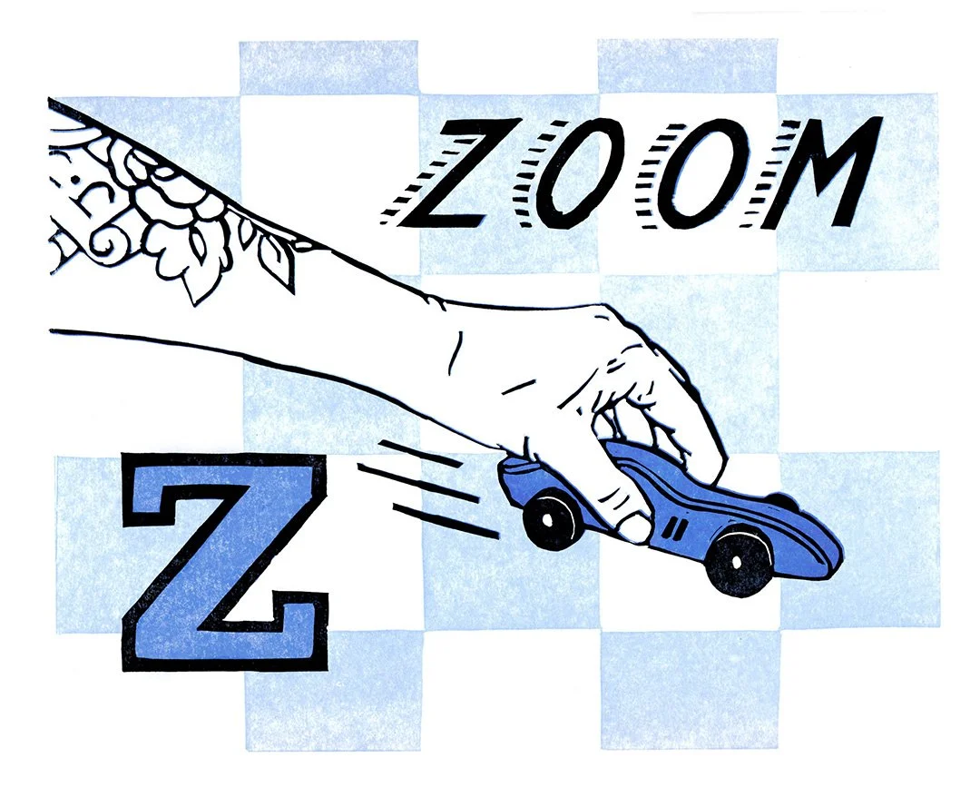 Z   |   book illustration (unpublished)   |   reduction linocut