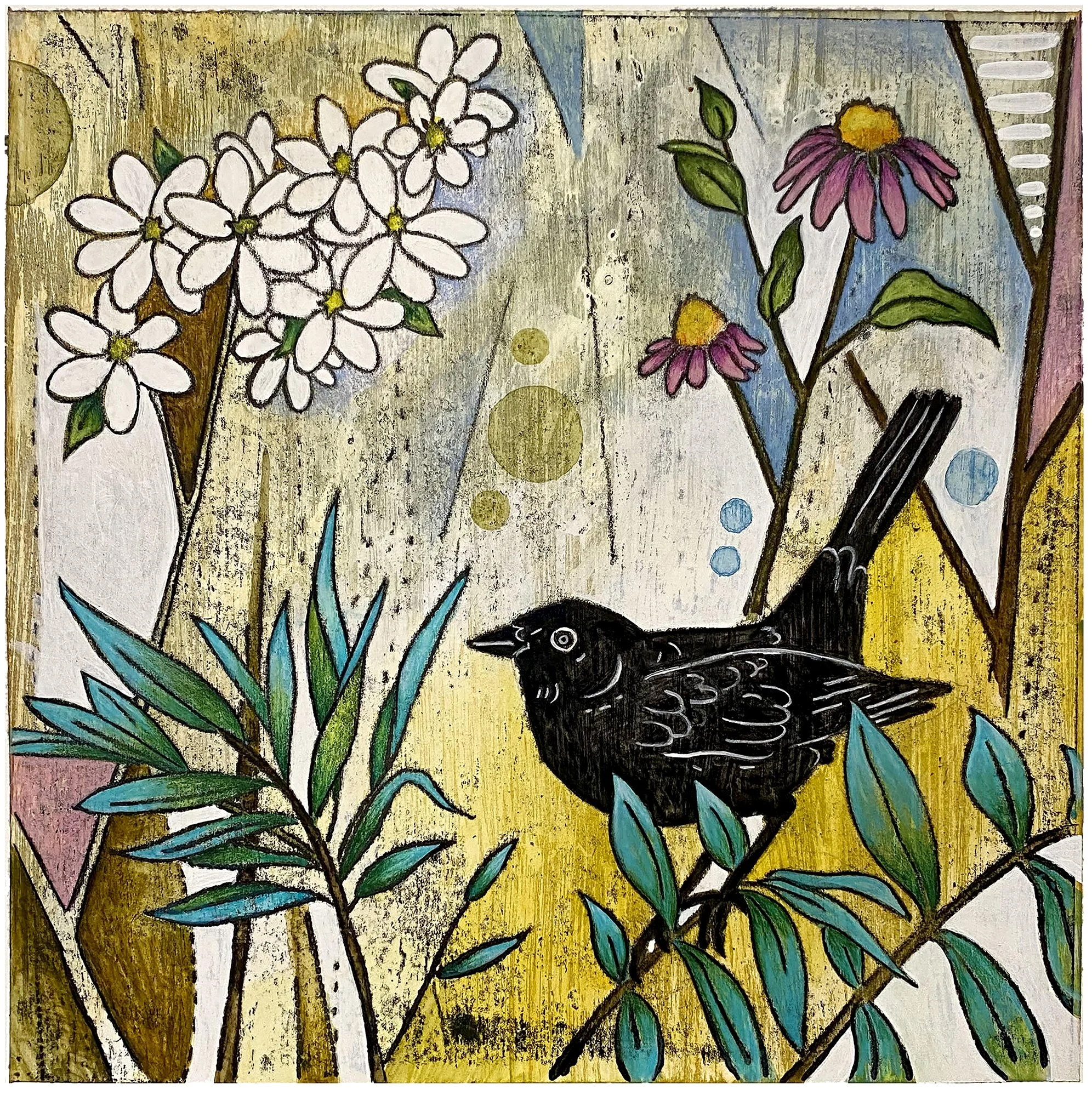 PRAIRIE PERCH   |   trace monotype with watercolor   |   12" x 12"   |   SOLD