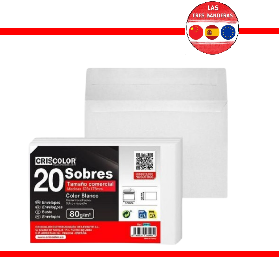 20 SOBRE COMERCIAL 125X176MM BLANCO