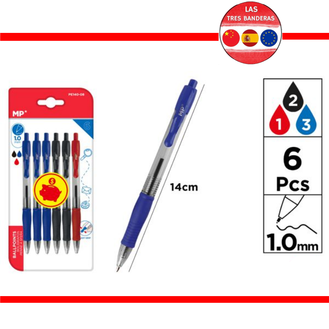 BOLIGRAFOS PUNTA 10MM 6U