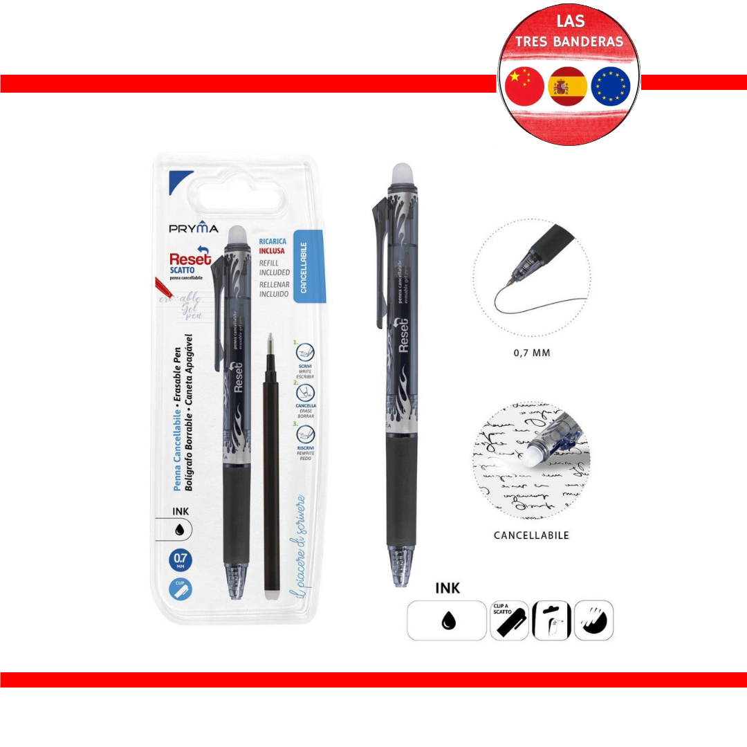 BOLIGRAFO BORRABLE 0.7MM + RECAMBIO NEGRO