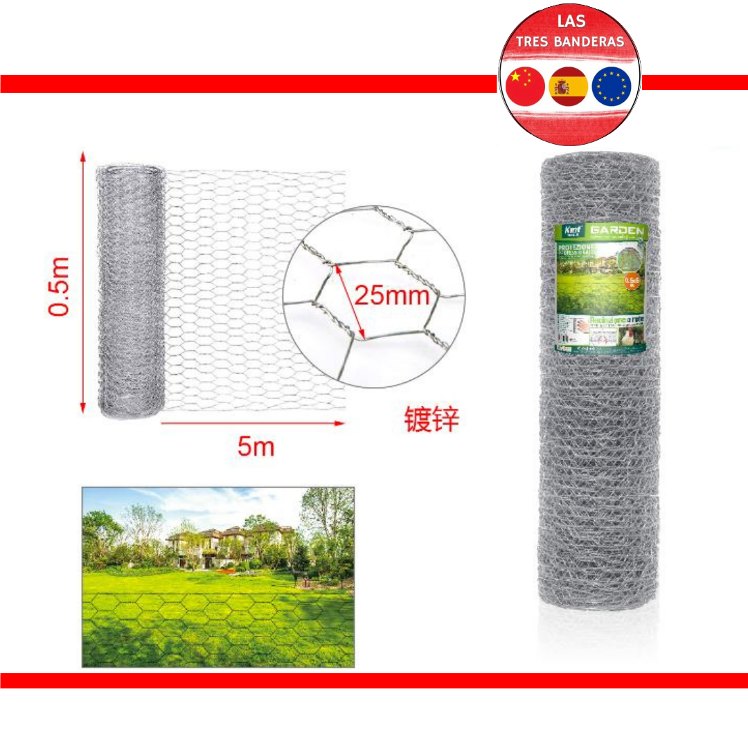 MALLA METALICA EXAGONAL 0.5*5M/25MM/0.8MM