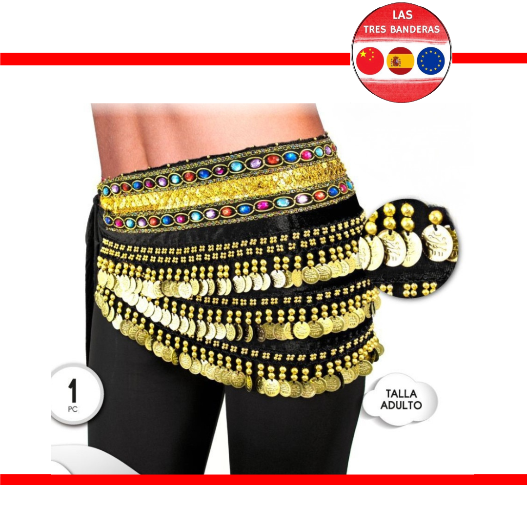 CINTURON DANZA ORIENTAL ROJO/NEGRO