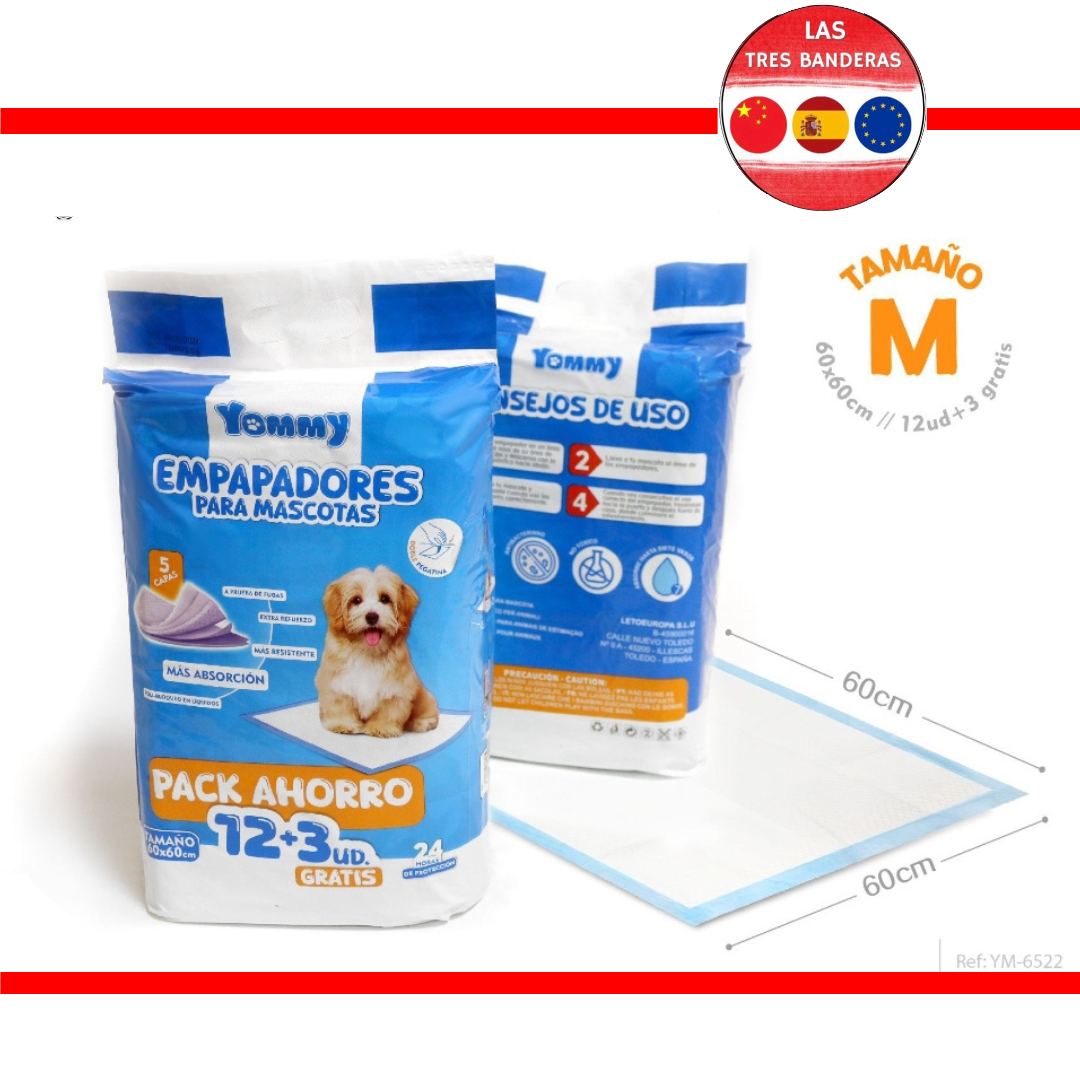 EMPAPADORES MASCOTAS 60*60CM 12PCS+3PCS