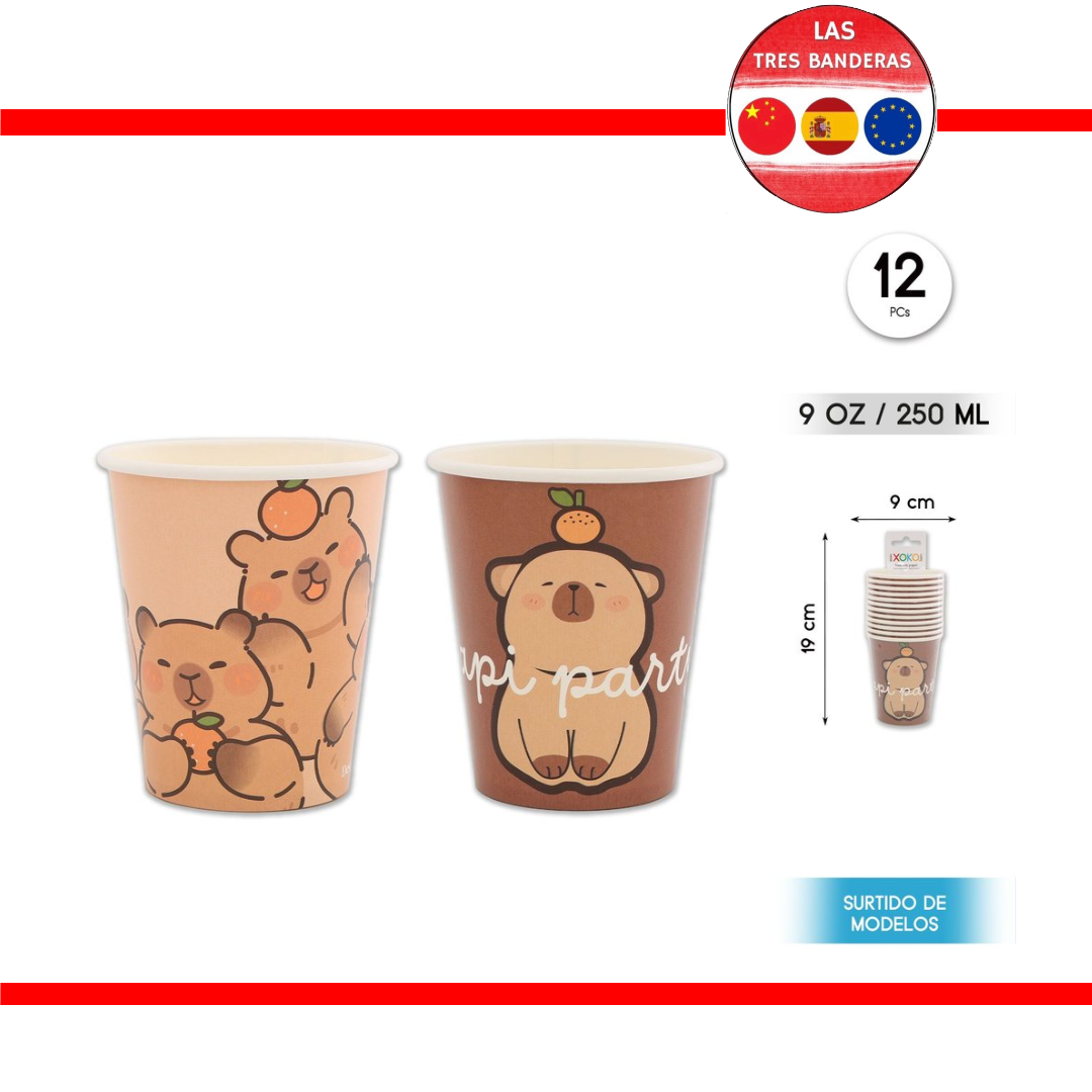 VASO 90Z/250ML CAPIBARA 12PCS SURTIDO
