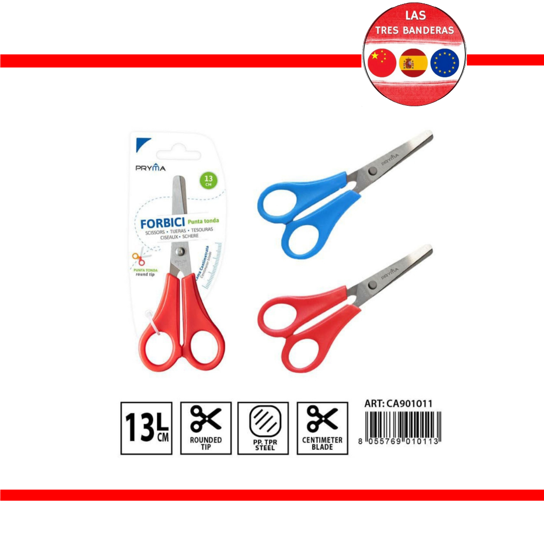 TIJERAS C/REGLA CABEZA REDONDA 13CM