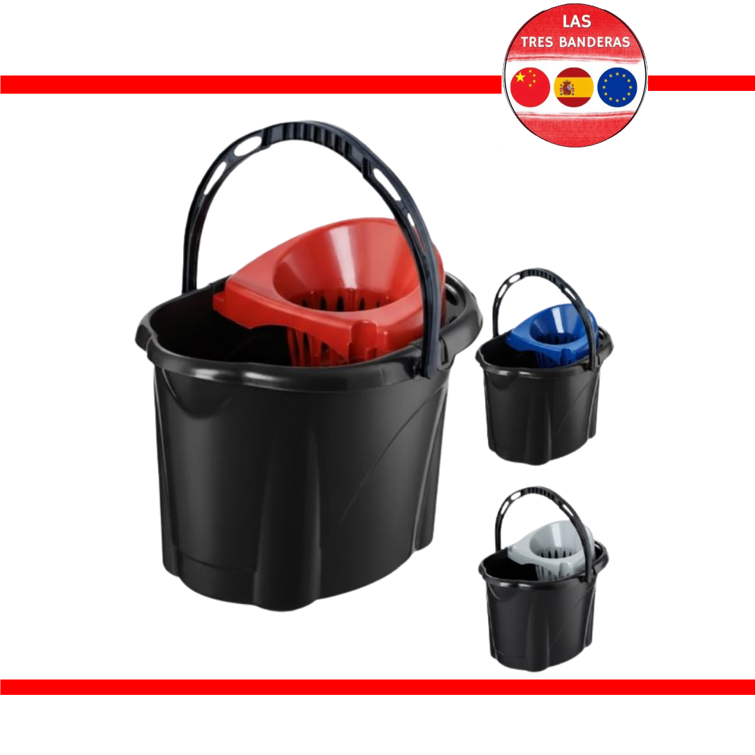 CUBO FREGONA NEGRO ELEGI CON ESCURRIDOR 12 LTS.