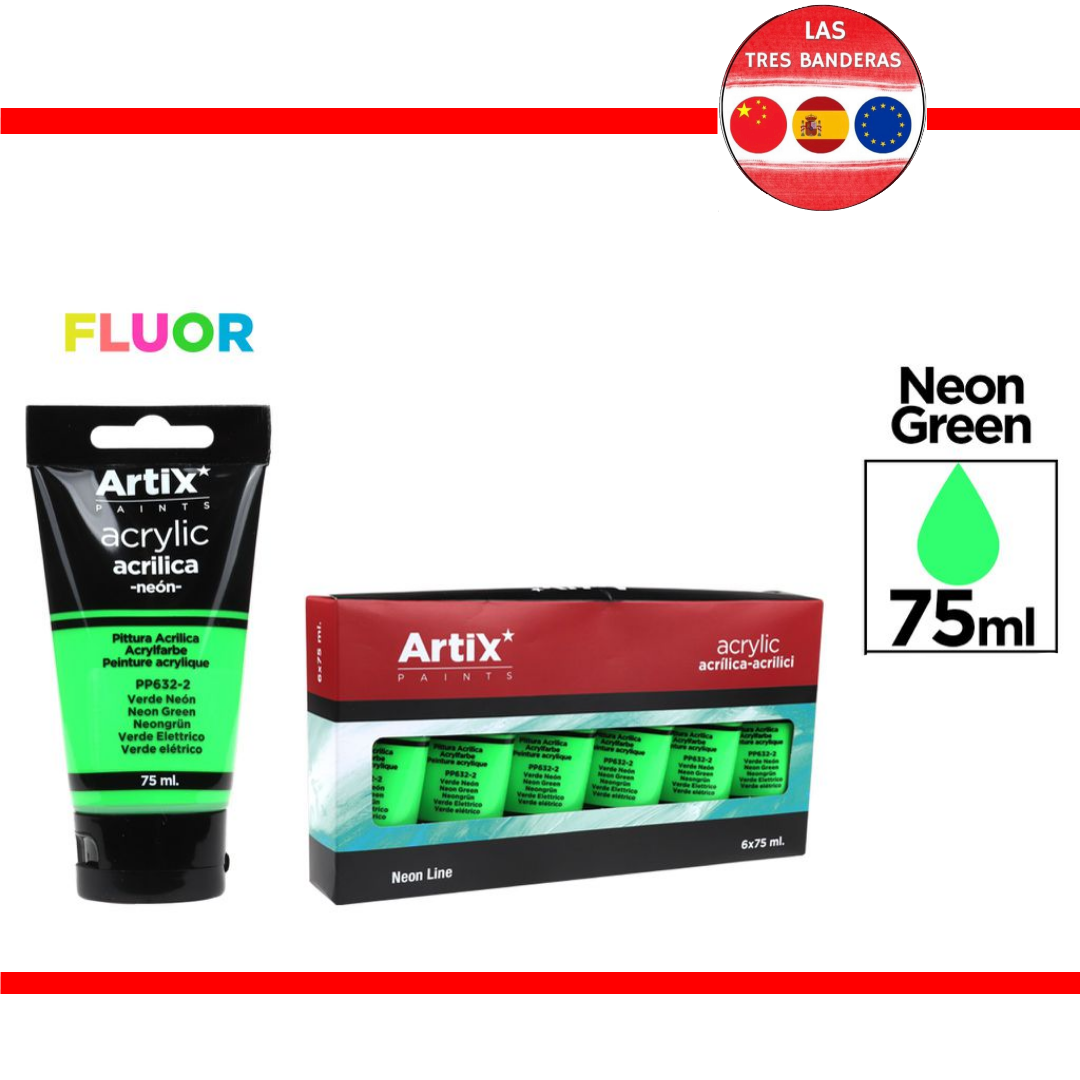 PINTURA ACRILICA VERDE NEON 75 Ml