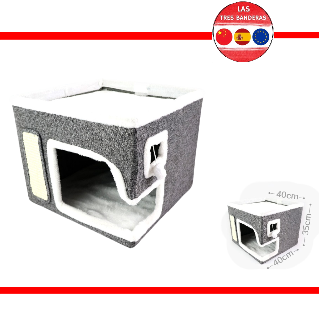 CASA MASCOTAS PLEGABLE SEMICERRADA DOBLE CAPA 40*40*35CM