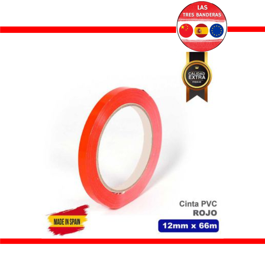 CELO PVC ROJO 12MMX66M