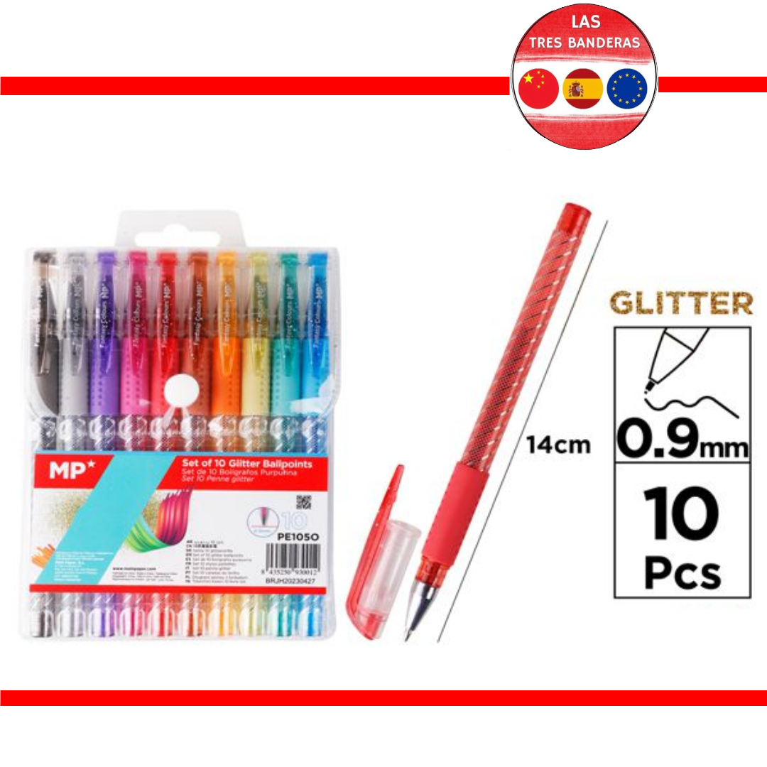 BOLIGRAFOS PURPURINA 10 COLORES