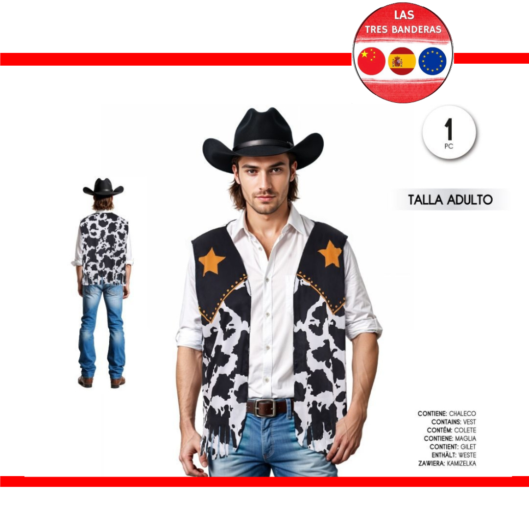 CHALECO VAQUERO NEGRO/MARRON ADULTO