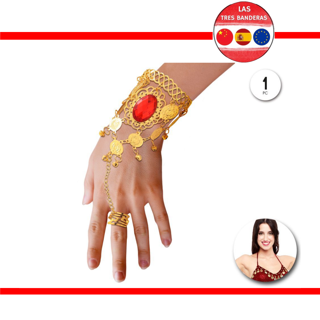 PULSERA ARABE PIEDRA ROJA