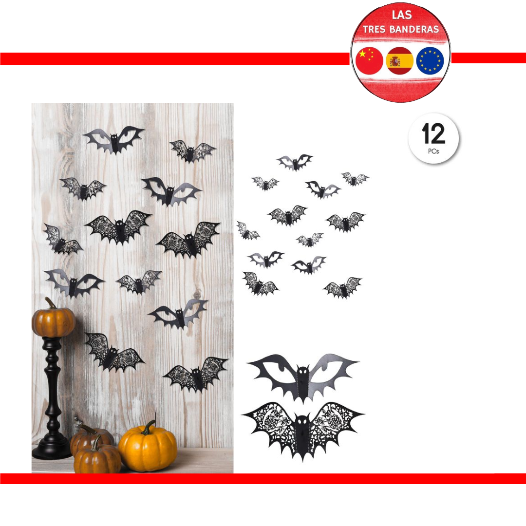 SILUETAS MURCIELAGO CALADO PVC 12PCS