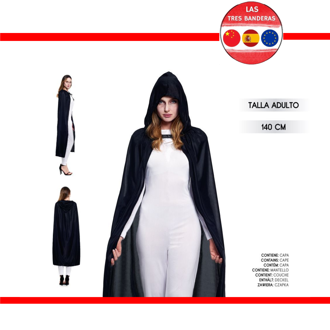 CAPA 140CM CAPUCHA NEGRO