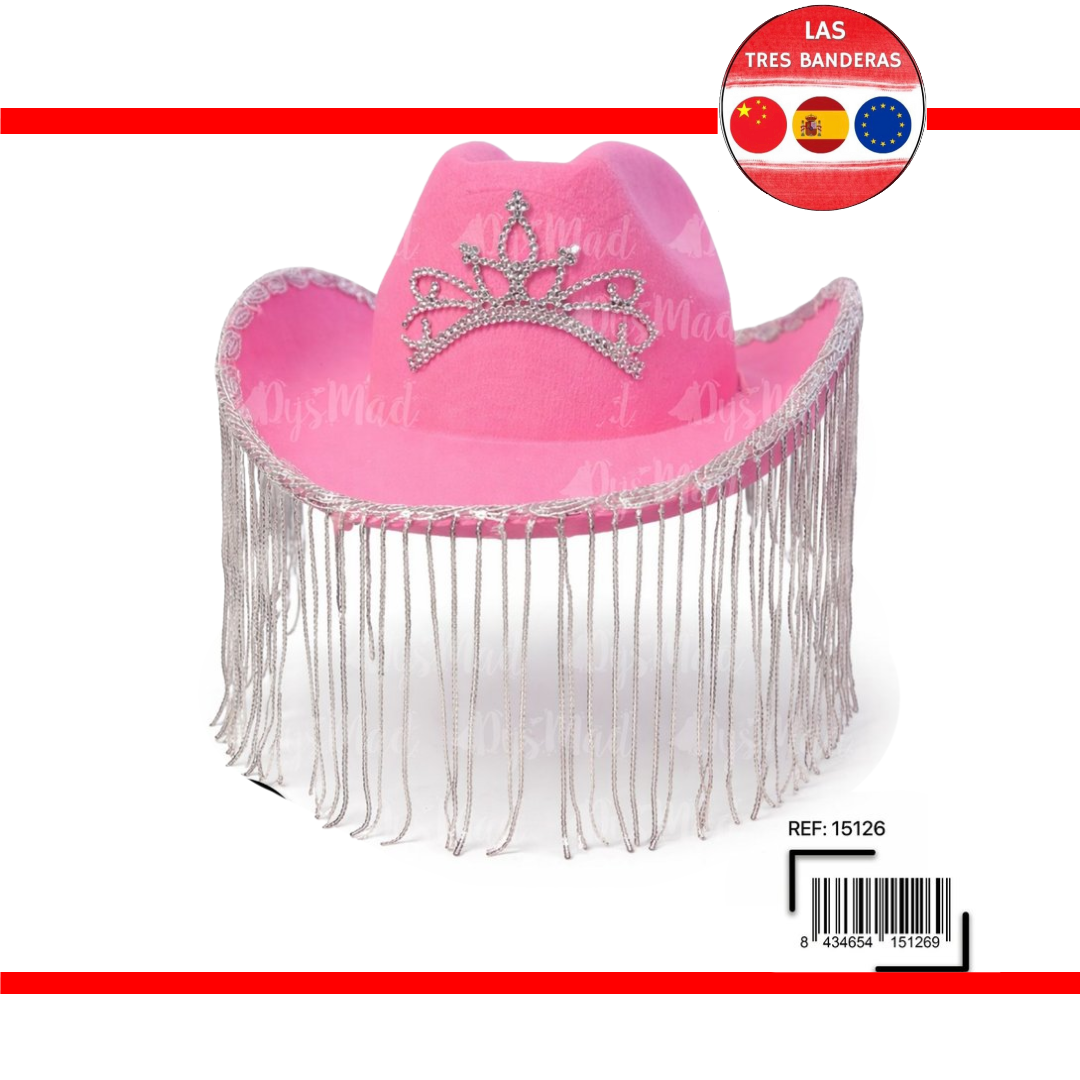 SOMBRERO CON FLECO ROSA/BLANCO