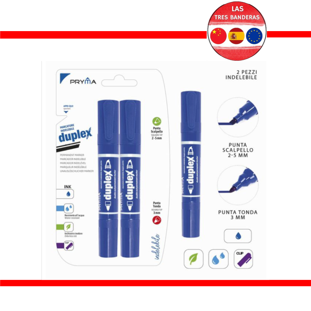 MARCADOR C/PUNTA GRUESA 2-5/3MM 2PZ AZUL