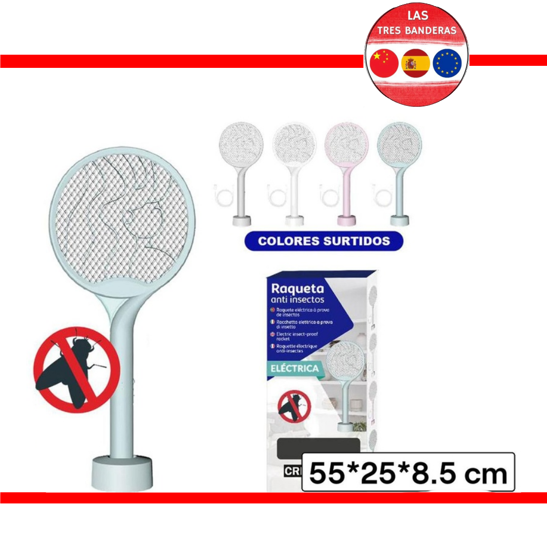 RAQUETA ANTI INSECTOS C/BASE 55X25X8.5 2700V-2900V