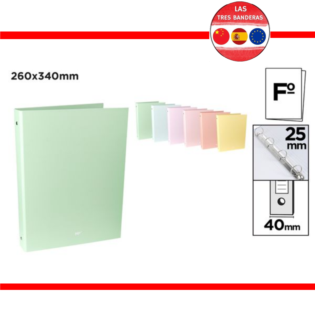 CARPETA CARTON 4 ANILLAS Fº PASTEL SURTI