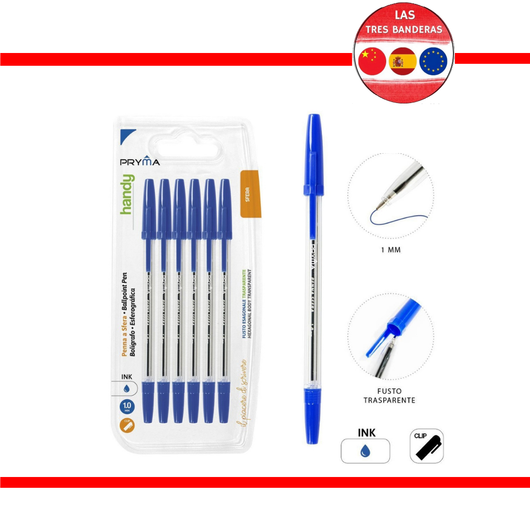 BOLIGRAFO C/TAPA 1MM 6PZ