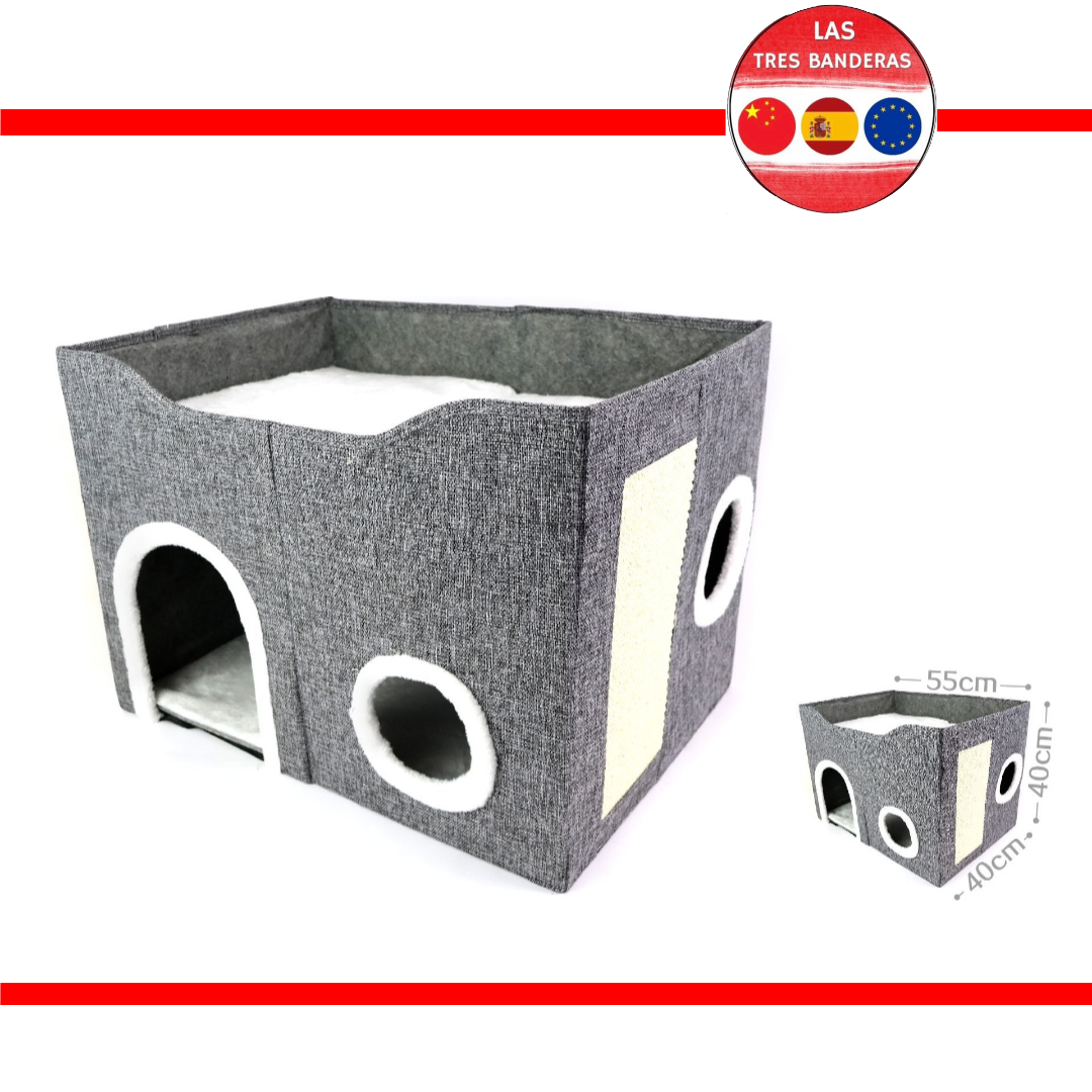CASA MASCOTAS PLEGABLE SEMICERRADA DOBLE CAPA 55*40*40CM