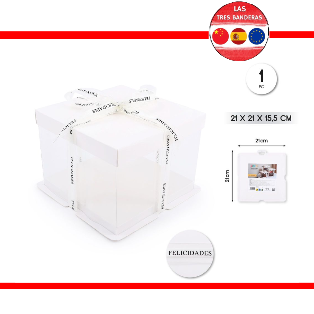 CAJA TARTA BLANCO 21X21X15.5CM