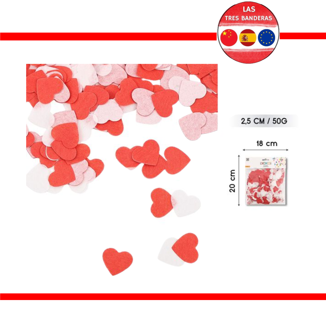 CONFETTI 2.5CM 50G CIRCULO MIXTO / CORAZON ROJO