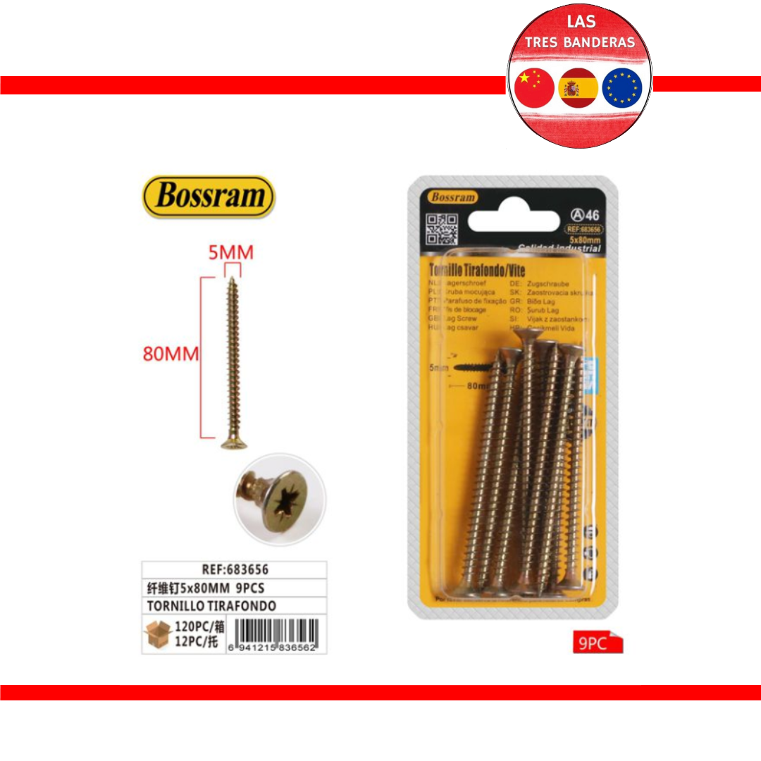9 TORNILLO TIRAFONDO 5X80MM