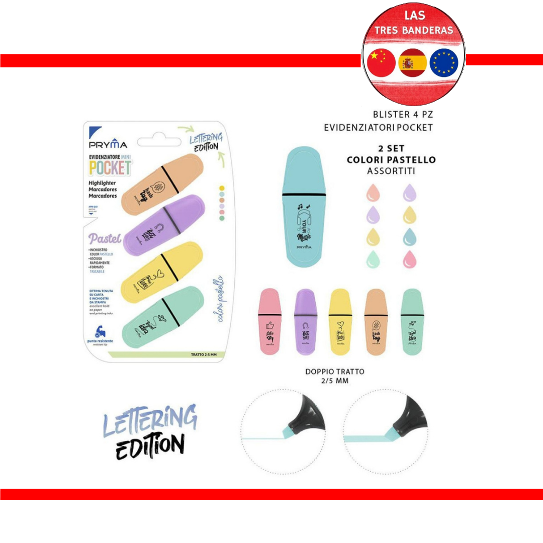 SUBRAYADOR MINI COLOR PASTEL 4PCS