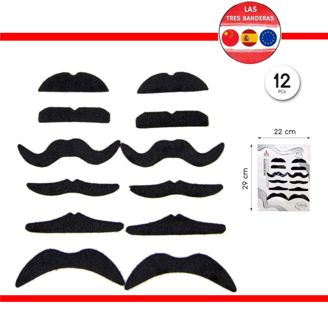 PACK 12 BIGOTES NEGROS
