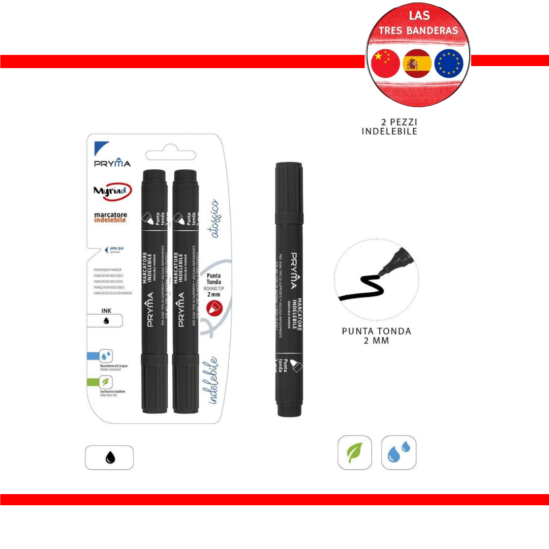 MARCADOR PERMANENTE REDONDO 2MM 2PZ NEGRO
