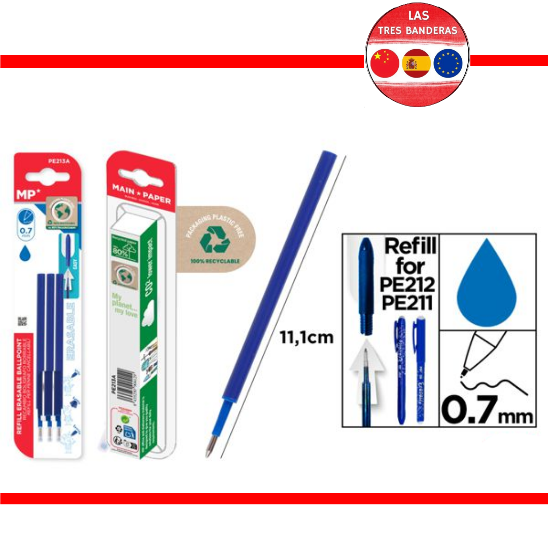RECAMBIO PARA BOLIGRAFO BORRABLE AZUL 3