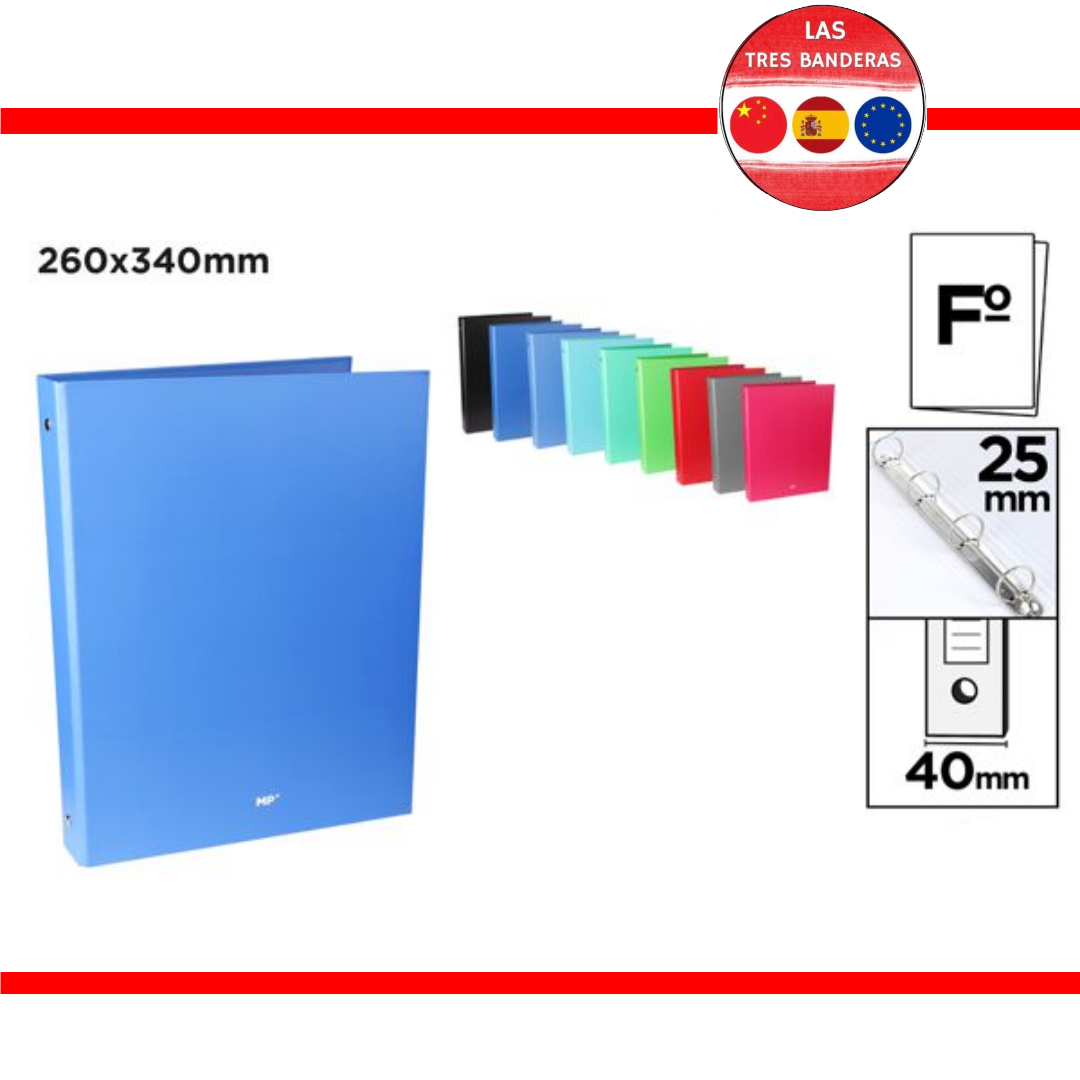 CARPETA CARTON 4 ANILLAS Fº COLORES SURT