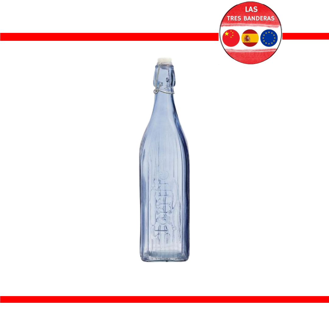 BOTELLA GASEOSA CUADRADA 1L AZUL