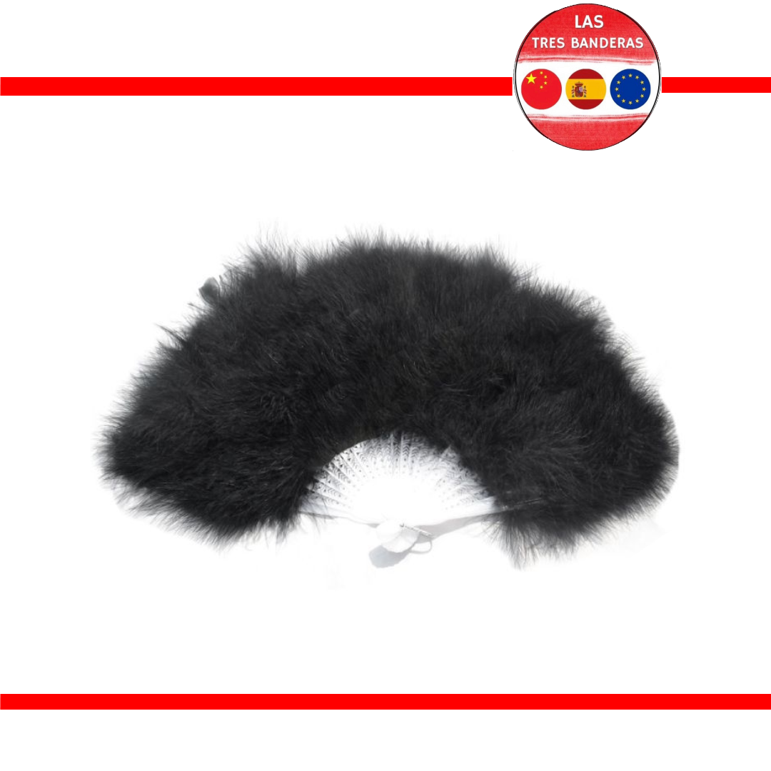ABANICO PLUMAS NEGRA