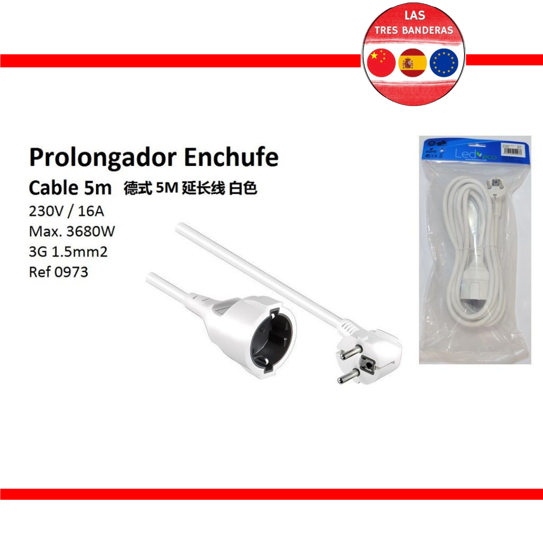 CABLE PROLONGADOR ENCHUFE 5M