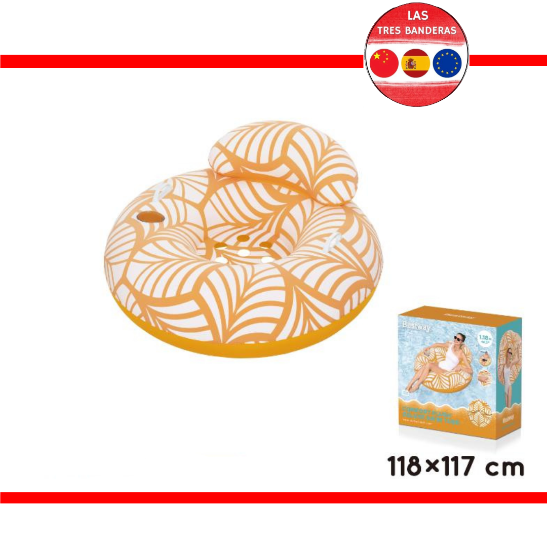 FLOTADOR HINCHABLE C/PORTAVASOS 104CMX104CMX48CM