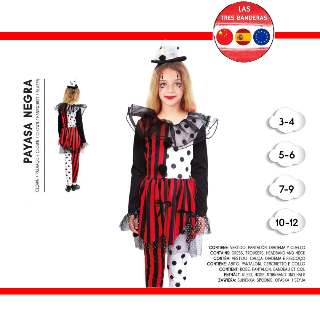 DISFRAZ PAYASA NEGRA 3-6
