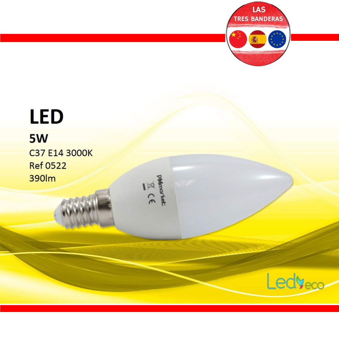 LED C37 5W E14 3K CALIDO