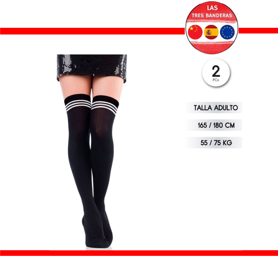 MEDIAS COLEGIAL NEG RAYA ROJA/BLANCO