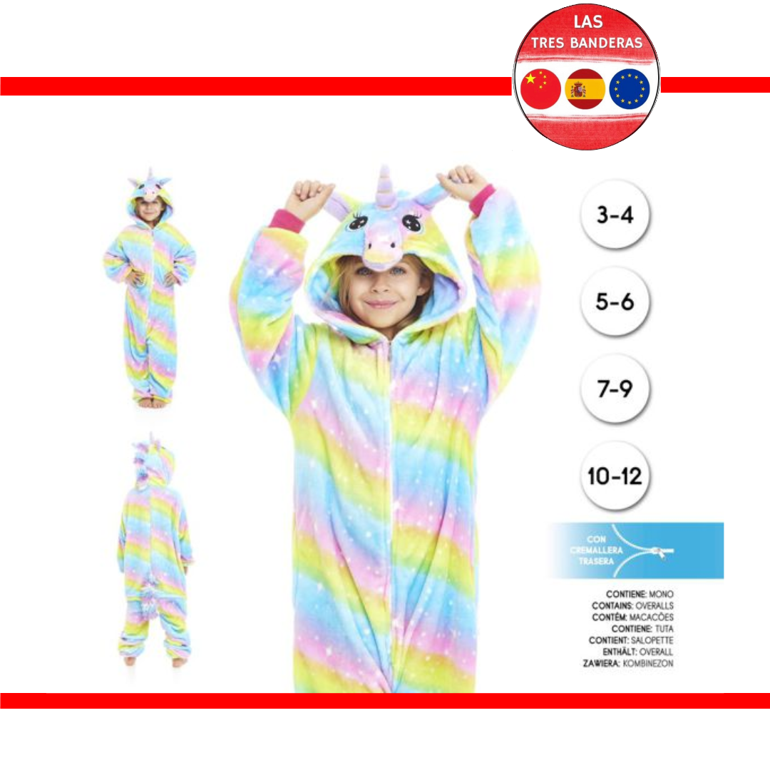 DISFRAZ  PIJAMA UNICORNIO ARCO IRIS 3/12