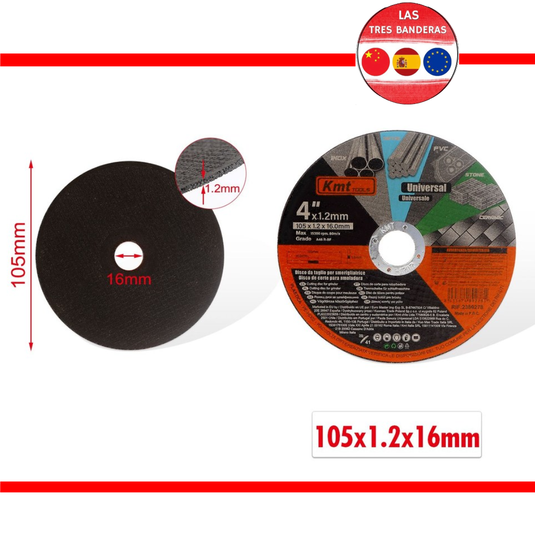 DISCO CORTE PARA AMOLADORA 105*1.2MM UNI/INOX