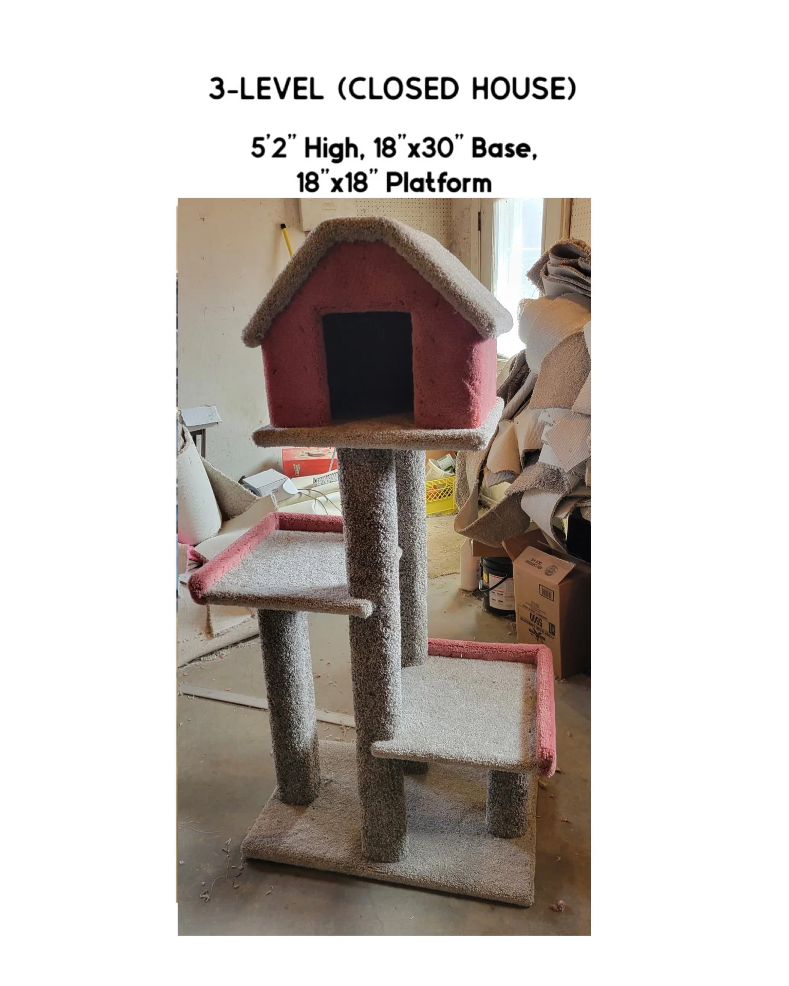 5’3” 3-level closed house