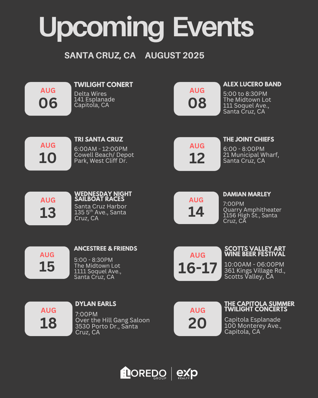 Upcoming Events in Santa Cruz – August 2025