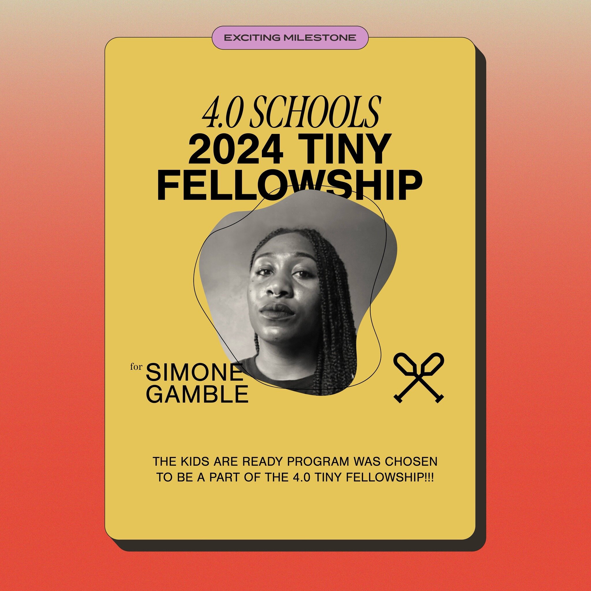 📣📣📣 Hello OAAARS Community, we are so excited to announce that OAAARS Founder, Simone Gamble has been chosen as a participant in the 4.0 Schools Tiny Fellowship Program (@4pt0schools). The Kids Are Ready Program created in partnership with fellow 