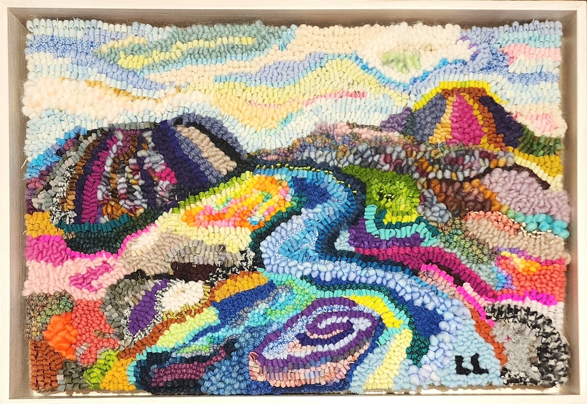 Fuzzy Terrain, 13x19 Framed, Hooked wool and silk, 2025, 1200.jpg